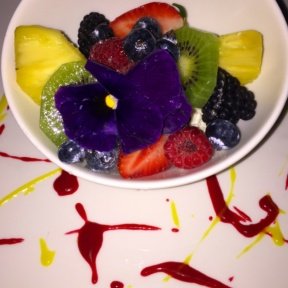 Gluten-free fruit dessert dish from Cantina Rooftop